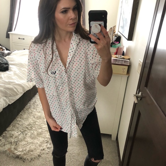 Vintage Polka Dot Pin Up button down shirt top z - Picture 3 of 7
